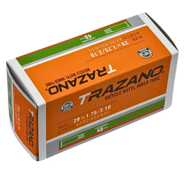 Велосипедна камера Trazano 29x1.75/2.10 з прямим вентилем Schrader 48 мм
