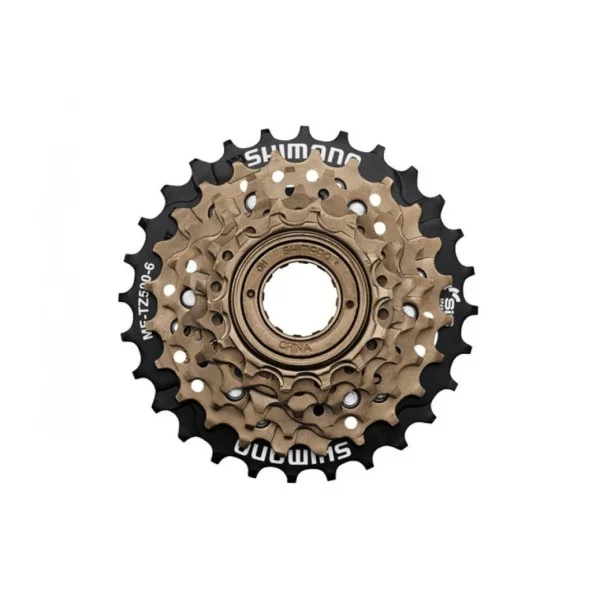 Тріскачка Shimano Tourney MF-TZ500 6 шв 14-28Т на білому тлі