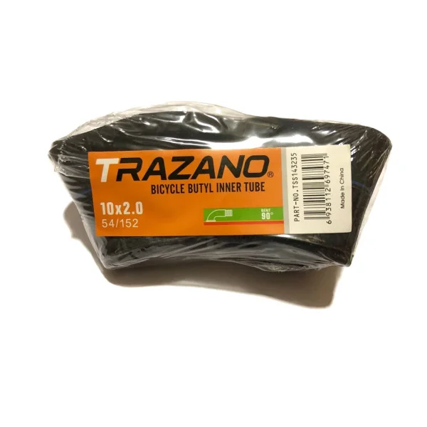 Велосипедна камера Trazano 10x2.0 (54-152) AV кривий вентиль Schrader на головному фото
